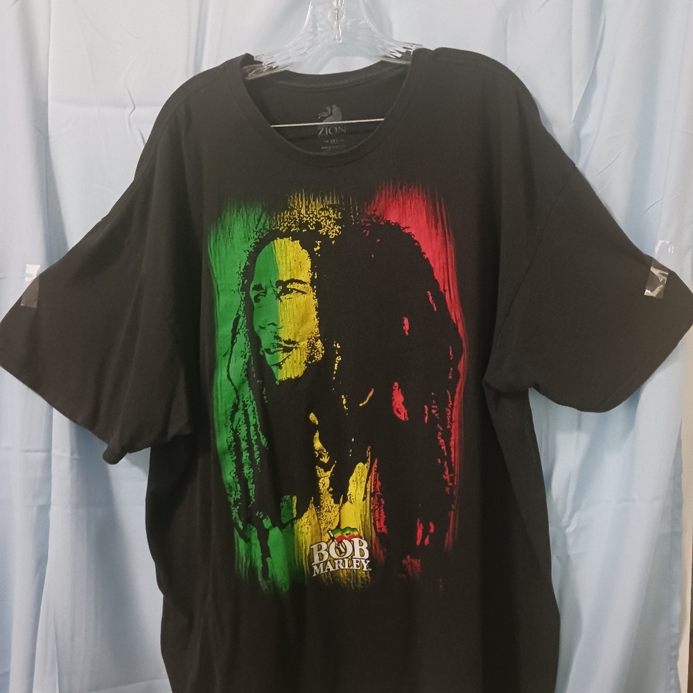 Zion Rootswear Mens 3XL Black Vibrant Color Bob Marley T-shirt